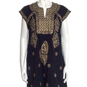 ROLLER RABBIT FAITH PRINTED Cotton DRESS or COVER-UP, XXS, Navy Blue Knee-Length